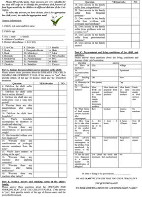 Food Hypersensitivity in Children Aged 0–3 Years of the Lviv Region in Ukraine: A Cross-Sectional Study